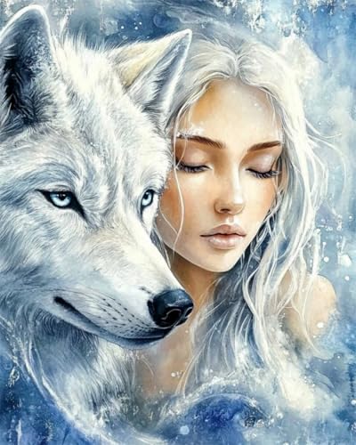 5D Diamond Painting Cartoon-Frau Und Weißer Wolf Tier Runder Vollbohrer Mit Strasssteinen,Kreuzstich-Stickerei,Kunsthandwerk Für Anfänger,Geschenke,Heimdekoration 30x40cm 5D Diamond Painting Cartoon-Frau Und Weißer Wolf Tier Runder Vollbohrer Mit Strasssteinen,Kreuzstich-Stickerei,Kunsthandwerk Für Anfänger,Geschenke,Heimdekoration 30x40cm von Kitquiver