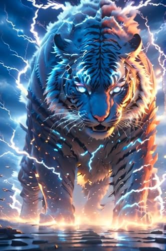 DIY 5D Diamond Painting Bilder Diamantmalerei Mit Fantasietieren，Chinesisches Sternzeichen Tiger，5D-Diamantmalerei-Set，Farbenfrohe Strass-Kunst-Sets Für Anfänger，Heimdekorationsgeschenk 30x40cm von Kitquiver
