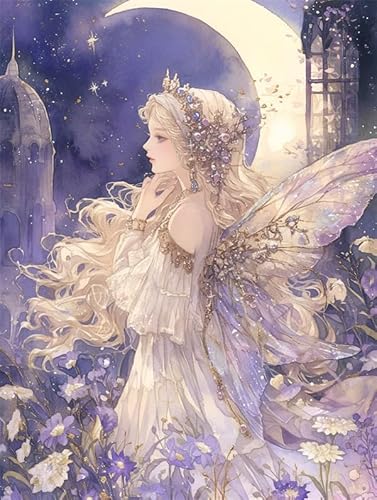 Diamond Painting 5d Erwachsene Elf Diamond Painting Set 40x50cm DIY Stickerei Kit Bilder Cross Stickerei Malerei Kits Full Drill Wand Dekor für Erwachsene und Kinder Mit Werkzeug und Zubehör von Kitquiver