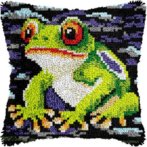 Diy Knüpfkissen Mit Vordruck Knüpfhaken-Set Mit Cartoon-Tier-Frosch, Bedrucktes Kissen, Häkelgarn, Haken- Und Knüpfset, Kissenbezug, Teppich, Heimdekoration 17x17in Diy Knüpfkissen Mit Vordruck Knüpfhaken-Set Mit Cartoon-Tier-Frosch, Bedrucktes Kissen, Häkelgarn, Haken- Und Knüpfset, Kissenbezug, Teppich, Heimdekoration 17x17in von Kitquiver