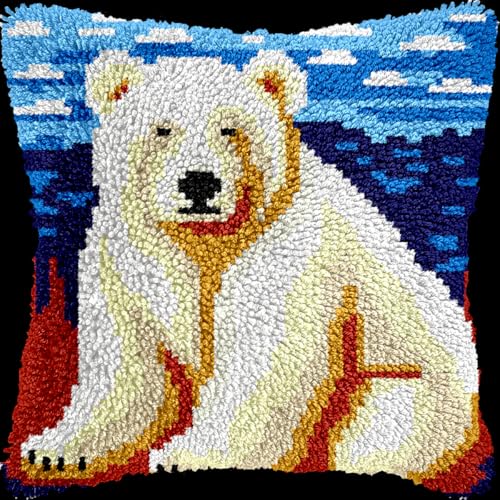 Diy Knüpfkissen Mit Vordruck Knüpfhaken-Set Mit Eisbär-Tiermotiv Für Erwachsene Und Anfänger, Stick- Und Häkelset, Diy-Set Für Kissenbezüge 17x17in Diy Knüpfkissen Mit Vordruck Knüpfhaken-Set Mit Eisbär-Tiermotiv Für Erwachsene Und Anfänger, Stick- Und Häkelset, Diy-Set Für Kissenbezüge 17x17in von Kitquiver