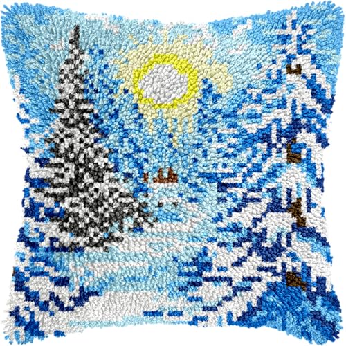 Diy Knüpfkissen Mit Vordruck Winterwaldlandschaft Knüpfhaken-Set Für Erwachsene Und Anfänger, Stick- Und Häkelset, Diy-Set Für Kissenbezüge 17x17in Diy Knüpfkissen Mit Vordruck Winterwaldlandschaft Knüpfhaken-Set Für Erwachsene Und Anfänger, Stick- Und Häkelset, Diy-Set Für Kissenbezüge 17x17in von Kitquiver