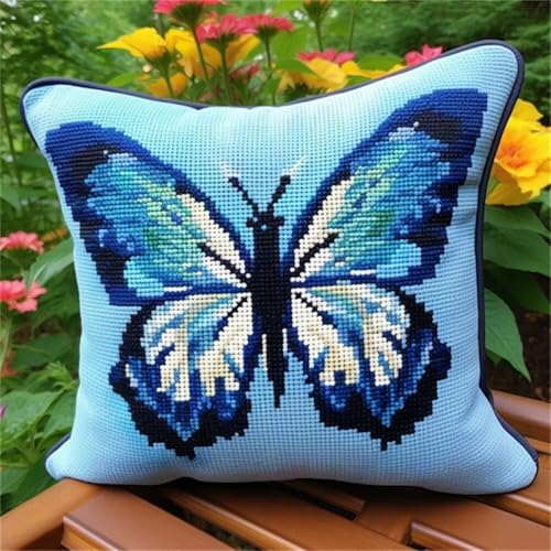 Diy Knüpfkissen Set Fantasie Blauer Schmetterling Diy-Knüpfhäkel-Set Für Teppiche Und Kissen Auf Leinwand Für Anfänger 17x17In Diy Knüpfkissen Set Fantasie Blauer Schmetterling Diy-Knüpfhäkel-Set Für Teppiche Und Kissen Auf Leinwand Für Anfänger 17x17In von Kitquiver