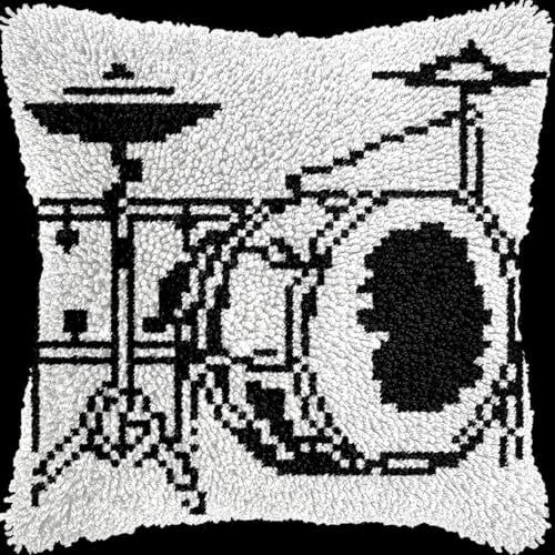 Diy Knüpfstern Musikinstrument-Schlagzeug-Set, Diy-Knüpfhaken-Set, Kissenbezug, Sticken, Stricken, Geschenk Für Erwachsene/Anfänger 17x17in Diy Knüpfstern Musikinstrument-Schlagzeug-Set, Diy-Knüpfhaken-Set, Kissenbezug, Sticken, Stricken, Geschenk Für Erwachsene/Anfänger 17x17in von Kitquiver