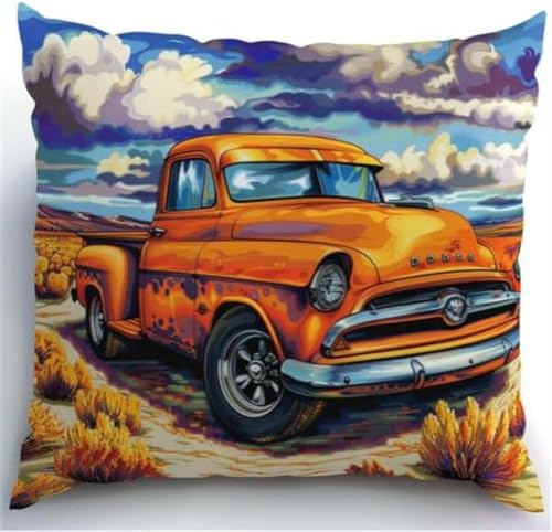 Karikatur Knüpfhaken Set Kissen Retro-Autos Diy-Knüpfhäkel-Set Für Teppiche Und Kissen Auf Leinwand Für Anfänger 17x17in von Kitquiver