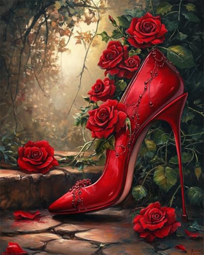 Kitquiver DIY 5D Diamond Painting Set Fantasierosen Und Schuhe Runde Vollbohr-Diamantgemälde Mit Diamanten,Edelsteinkunst Und Kunsthandwerk Für Die Wanddekoration 30x40cm Kitquiver DIY 5D Diamond Painting Set Fantasierosen Und Schuhe Runde Vollbohr-Diamantgemälde Mit Diamanten,Edelsteinkunst Und Kunsthandwerk Für Die Wanddekoration 30x40cm von Kitquiver