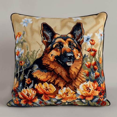 Kitquiver Diy Knüpfen Set Deutscher Schäferhund Tier Und Blumen Knüpfkissen-Sets,Grobes Kreuzstich-Set,Diy-Stickerei-Nadelspitzen-Kit Für Heimdekoration 17x17In Kitquiver Diy Knüpfen Set Deutscher Schäferhund Tier Und Blumen Knüpfkissen-Sets,Grobes Kreuzstich-Set,Diy-Stickerei-Nadelspitzen-Kit Für Heimdekoration 17x17In von Kitquiver
