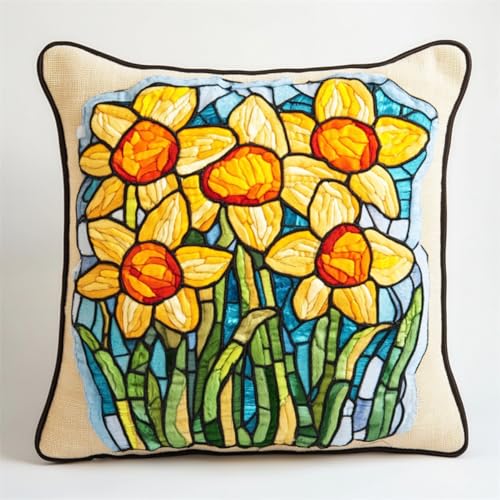 Kitquiver Diy Knüpfkissen Set Fantasieblumen Diy-Knüpfhäkel-Sets,Nadelspitzen-Set Für Heimdekoration,Handarbeitsset Für Erwachsene Anfänger 17x17In von Kitquiver