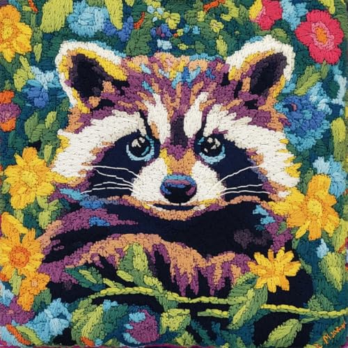 Kitquiver Diy Knüpfkissen Set Fantasy Waschbär Tiere Und Blumen Diy-Knüpfhäkel-Sets,Bedruckter Kissenbezug,Heimdekoration 17x17In Kitquiver Diy Knüpfkissen Set Fantasy Waschbär Tiere Und Blumen Diy-Knüpfhäkel-Sets,Bedruckter Kissenbezug,Heimdekoration 17x17In von Kitquiver