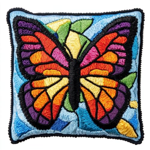 Kitquiver Diy Knüpfstern Fantasie Tier Schmetterling Diy-Knüpfhäkel-Sets,Bedruckter Kissenbezug,Heimdekoration 17x17In von Kitquiver