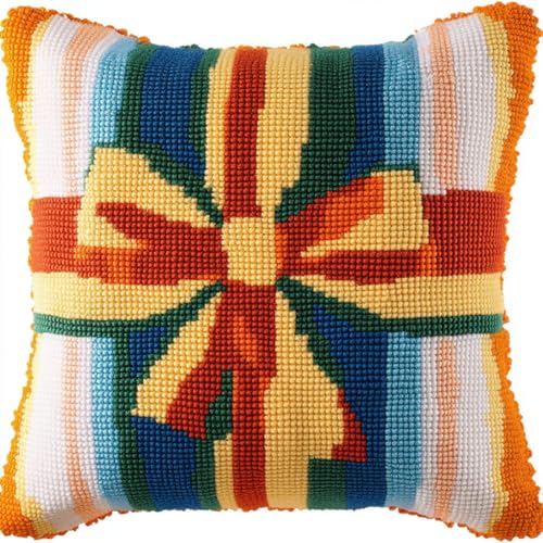 Kitquiver Kissen Knüpfen Set Erwachsene Cartoon-Bogen Diy-Knüpfhäkel-Sets,Bedruckter Kissenbezug,Heimdekoration 17x17In von Kitquiver