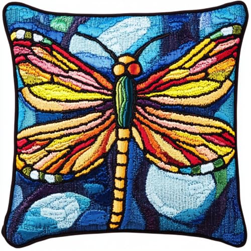 Kitquiver Kissen Knüpfen Set Erwachsene Cartoon-Libelle Kreuzstich-Sets Zur Herstellung Von Kissenbezügen,Diy-Knüpfhäkel-Set Für Teppiche 17x17In von Kitquiver