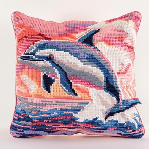 Kitquiver Knüpfen Set Anfänger Fantasie-Delfin-Tier Diy-Knüpfhäkel-Sets,Nadelspitzen-Set Für Heimdekoration,Handarbeitsset Für Erwachsene Anfänger 17x17In von Kitquiver