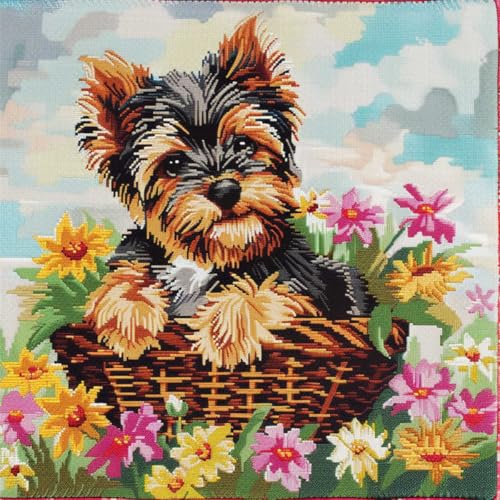 Kitquiver Knüpfen Set Anfänger Yorkshire Terrier Hund Tier Im Blumenkorb Häkel-Handarbeiten Mit Knüpfwerkzeug Für Erwachsene,Diy-Kissen-Sets Für Heimdekoration 17x17In Kitquiver Knüpfen Set Anfänger Yorkshire Terrier Hund Tier Im Blumenkorb Häkel-Handarbeiten Mit Knüpfwerkzeug Für Erwachsene,Diy-Kissen-Sets Für Heimdekoration 17x17In von Kitquiver