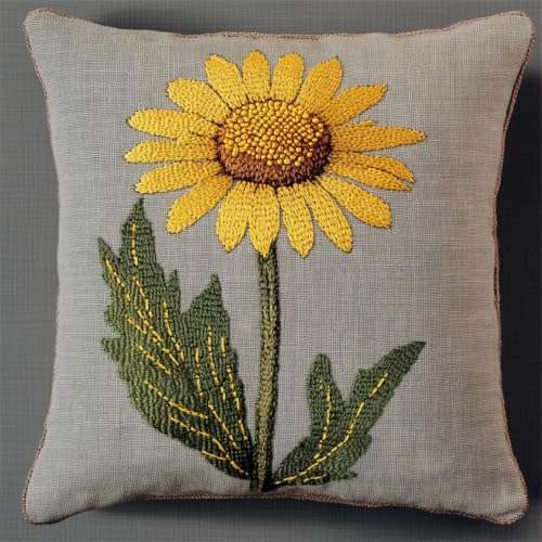 Kitquiver Knüpfhaken Set Kissen Cartoon-Sonnenblumenblume Knüpfkissen-Sets,Grobes Kreuzstich-Set,Diy-Stickerei-Nadelspitzen-Kit Für Heimdekoration 17x17In Kitquiver Knüpfhaken Set Kissen Cartoon-Sonnenblumenblume Knüpfkissen-Sets,Grobes Kreuzstich-Set,Diy-Stickerei-Nadelspitzen-Kit Für Heimdekoration 17x17In von Kitquiver