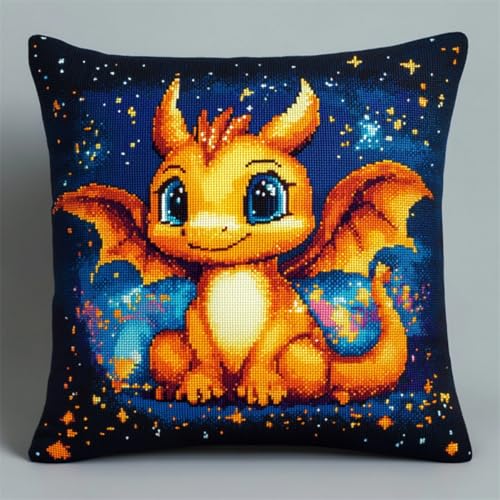 Kitquiver Knüpfkissen Mit Vordruck Anime Sternenhimmel Landschaft Und Drachen Diy-Knüpfhäkel-Sets,Kissenbezug,Stickerei,Stricken,Geschenk Für Erwachsene/Anfänger 17x17In von Kitquiver