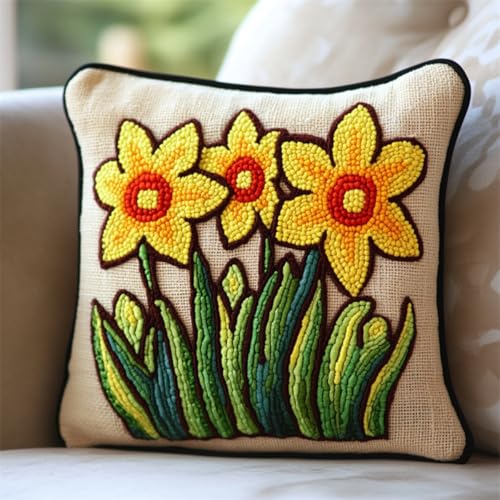 Kitquiver Knüpfkissen Mit Vordruck Bunte Blumen Knüpfkissen-Sets,Grobes Kreuzstich-Set,Diy-Stickerei-Nadelspitzen-Kit Für Heimdekoration 17x17In Kitquiver Knüpfkissen Mit Vordruck Bunte Blumen Knüpfkissen-Sets,Grobes Kreuzstich-Set,Diy-Stickerei-Nadelspitzen-Kit Für Heimdekoration 17x17In von Kitquiver