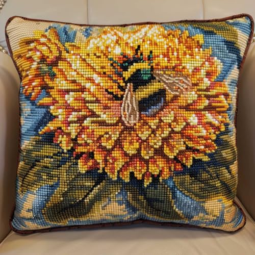 Kitquiver Knüpfkissen Mit Vordruck Bunte Blumen Und Bienen Diy-Knüpfhäkel-Sets,Bedruckter Kissenbezug,Heimdekoration 17x17In Kitquiver Knüpfkissen Mit Vordruck Bunte Blumen Und Bienen Diy-Knüpfhäkel-Sets,Bedruckter Kissenbezug,Heimdekoration 17x17In von Kitquiver