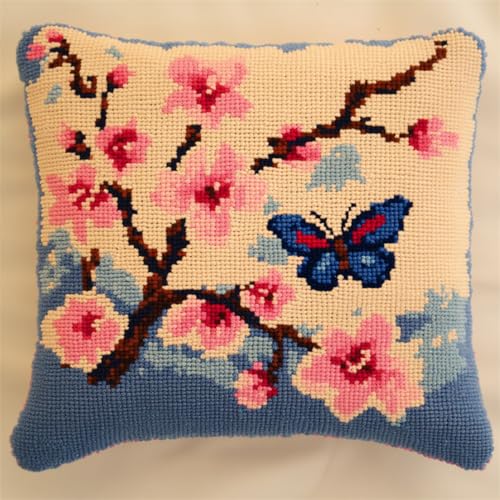 Kitquiver Knüpfkissen Mit Vordruck Cartoon-Blumen Und Schmetterlinge Diy-Knüpfhäkel-Sets,Bedruckter Kissenbezug,Heimdekoration 17x17In Kitquiver Knüpfkissen Mit Vordruck Cartoon-Blumen Und Schmetterlinge Diy-Knüpfhäkel-Sets,Bedruckter Kissenbezug,Heimdekoration 17x17In von Kitquiver