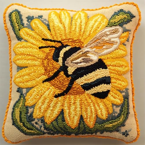 Kitquiver Knüpfkissen Mit Vordruck Fantasie Biene Und Sonnenblume Diy-Knüpfhäkel-Set,Heimdekoration,Bestickte Kissen-Sets,Stickset Für Anfänger 17x17In Kitquiver Knüpfkissen Mit Vordruck Fantasie Biene Und Sonnenblume Diy-Knüpfhäkel-Set,Heimdekoration,Bestickte Kissen-Sets,Stickset Für Anfänger 17x17In von Kitquiver