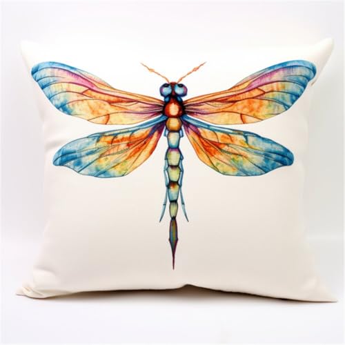 Kitquiver Knüpfkissen Mit Vordruck Fantasie Bunte Libelle Diy-Knüpfhäkel-Sets,Kissenbezug,Stickerei,Stricken,Geschenk Für Erwachsene/Anfänger 17x17In von Kitquiver