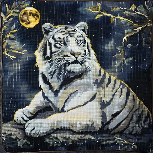 Kitquiver Knüpfkissen Mit Vordruck Fantasie Weißer Tiger Tier Kreuzstich-Sets Zur Herstellung Von Kissenbezügen,Diy-Knüpfhäkel-Set Für Teppiche 17x17In Kitquiver Knüpfkissen Mit Vordruck Fantasie Weißer Tiger Tier Kreuzstich-Sets Zur Herstellung Von Kissenbezügen,Diy-Knüpfhäkel-Set Für Teppiche 17x17In von Kitquiver