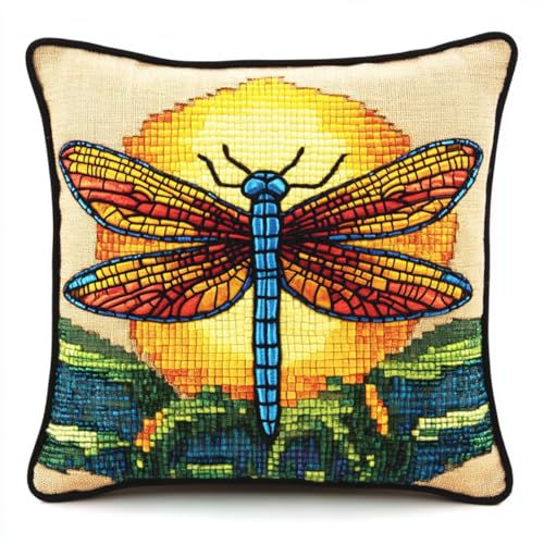 Kitquiver Knüpfkissen Mit Vordruck Farbe Tier Libelle Diy-Knüpfhäkel-Sets,Nadelspitzen-Set Für Heimdekoration,Handarbeitsset Für Erwachsene Anfänger 17x17In Kitquiver Knüpfkissen Mit Vordruck Farbe Tier Libelle Diy-Knüpfhäkel-Sets,Nadelspitzen-Set Für Heimdekoration,Handarbeitsset Für Erwachsene Anfänger 17x17In von Kitquiver