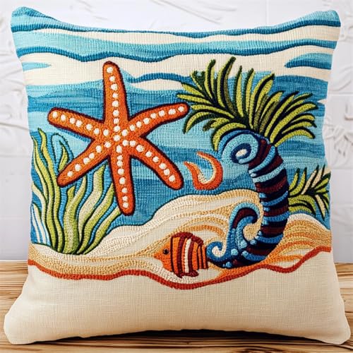 Kitquiver Knüpfkissen Mit Vordruck Strand Seestern Diy-Knüpfhäkel-Set,Heimdekoration,Bestickte Kissen-Sets,Stickset Für Anfänger 17x17in Kitquiver Knüpfkissen Mit Vordruck Strand Seestern Diy-Knüpfhäkel-Set,Heimdekoration,Bestickte Kissen-Sets,Stickset Für Anfänger 17x17in von Kitquiver