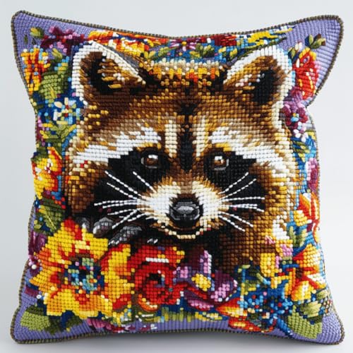 Kitquiver Knüpfkissen Mit Vordruck Waschbären Und Blumen Diy-Knüpfhäkel-Sets,Bedruckte Kissen,Häkelgarn,Häkelnadel Und Knüpfset,Kissenbezug,Teppich,Heimdekoration 17x17In Kitquiver Knüpfkissen Mit Vordruck Waschbären Und Blumen Diy-Knüpfhäkel-Sets,Bedruckte Kissen,Häkelgarn,Häkelnadel Und Knüpfset,Kissenbezug,Teppich,Heimdekoration 17x17In von Kitquiver