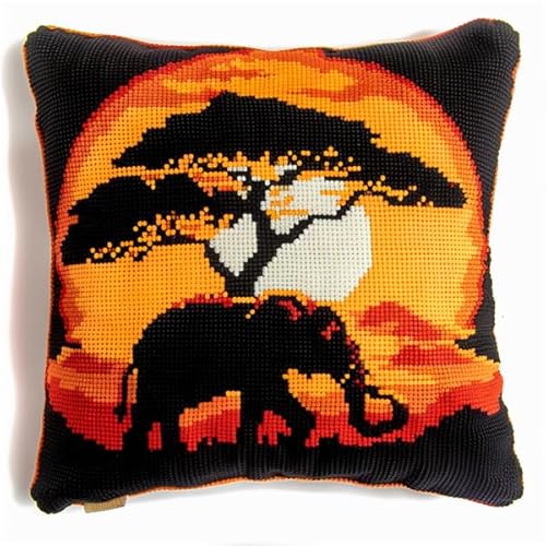 Kitquiver Knüpfkissen-Set Elefant Knüpfen für Anfänger, 43x43cm, Modern, Unisex, Tier, DIY-Kissen-Bastelset, Macrame, Nicht zusammenklappbar, Erwachsene von Kitquiver