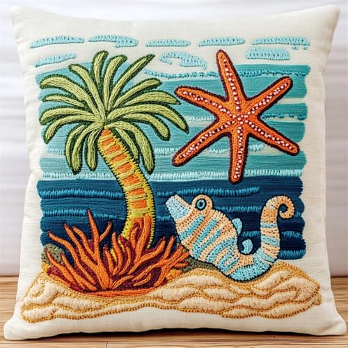Kitquiver Landschaft Diy Knüpfstern Cartoon-Seestern Knüpfkissen-Sets,Grobes Kreuzstich-Set,Diy-Stickerei-Nadelspitzen-Kit Für Heimdekoration 17x17in Kitquiver Landschaft Diy Knüpfstern Cartoon-Seestern Knüpfkissen-Sets,Grobes Kreuzstich-Set,Diy-Stickerei-Nadelspitzen-Kit Für Heimdekoration 17x17in von Kitquiver