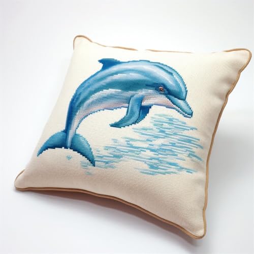 Kitquiver Stickpackung Kissen Landschaft Und Delfintiere Diy-Knüpfhäkel-Sets,Kissenbezug,Stickerei,Stricken,Geschenk Für Erwachsene/Anfänger 17x17In Kitquiver Stickpackung Kissen Landschaft Und Delfintiere Diy-Knüpfhäkel-Sets,Kissenbezug,Stickerei,Stricken,Geschenk Für Erwachsene/Anfänger 17x17In von Kitquiver