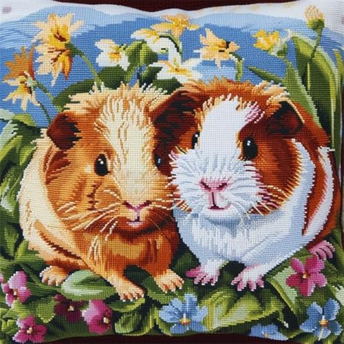 Kitquiver Stickpackung Kissen Meerschweinchen Tiere Und Blumen Diy-Kissenbezug Mit Gobelin-Stickerei,Kissen-Set Für Die Heimdekoration,Stickset Für Anfänger B 17x17In Kitquiver Stickpackung Kissen Meerschweinchen Tiere Und Blumen Diy-Kissenbezug Mit Gobelin-Stickerei,Kissen-Set Für Die Heimdekoration,Stickset Für Anfänger B 17x17In von Kitquiver