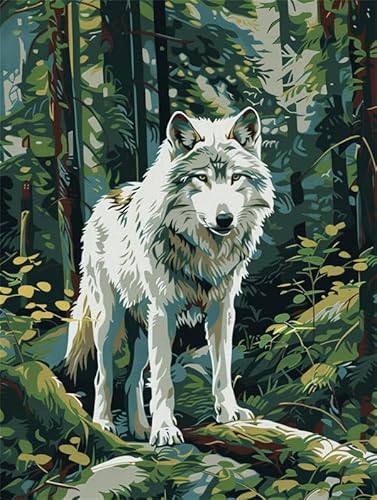 Kitquiver Teppich Knüpfen Set Zum Selber Machen Wolf Knüpfen Set Erwachsene Vorgedruckt 52X38cm DIY Knüpfsets mit Werkzeug Knüpfhaken-Teppich Teppichherstellungs Handarbeit für Heimdekoration von Kitquiver