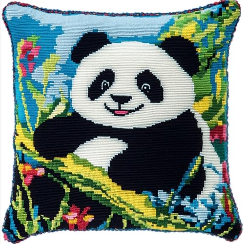 Kitquiver Tier Diy Knüpfen Set Cartoon-Panda Diy-Knüpfhäkel-Sets,Nadelspitzen-Set Für Heimdekoration,Handarbeitsset Für Erwachsene Anfänger 17x17in von Kitquiver