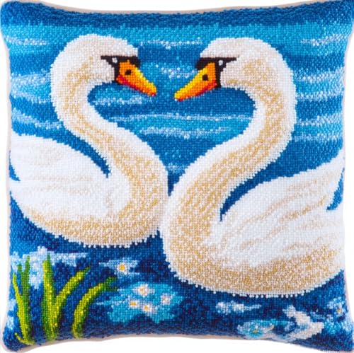 Kitquiver Tier Diy Knüpfen Set Cartoon-Schwan Kreuzstich-Sets Zur Herstellung Von Kissenbezügen,Diy-Knüpfhäkel-Set Für Teppiche 17x17in von Kitquiver