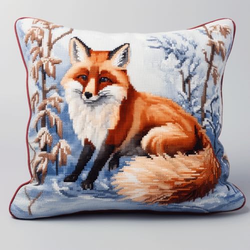 Kitquiver Tier Diy Knüpfstern Cartoon-Fuchs Diy-Knüpfhäkel-Sets,Kissen,Nadelspitzen-Set Für Heimdekoration,Handarbeitsset Für Erwachsene Und Anfänger 17x17in von Kitquiver