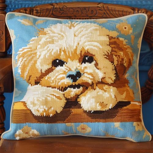 Kitquiver Tier Knüpfkissen Mit Vordruck Fantasiehund Diy-Knüpfhäkel-Sets,Kissenbezug,Stickerei,Stricken,Geschenk Für Erwachsene/Anfänger 17x17in von Kitquiver