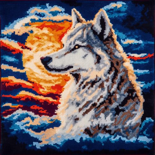 Kitquiver Tier Knüpfkissen Mit Vordruck Wolf Und Mond Knüpfhäkel-Set,Kissen,Diy-Teppich,Häkelnadel,Kissenherstellungs-Sets Mit Vorgedrucktem Muster Auf Leinwand 17x17in Kitquiver Tier Knüpfkissen Mit Vordruck Wolf Und Mond Knüpfhäkel-Set,Kissen,Diy-Teppich,Häkelnadel,Kissenherstellungs-Sets Mit Vorgedrucktem Muster Auf Leinwand 17x17in von Kitquiver