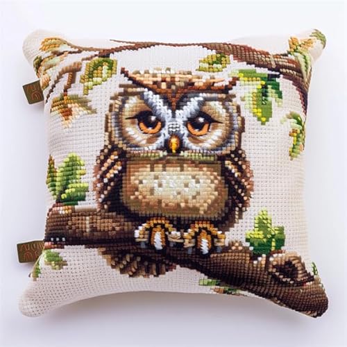 Knüpfen Kissen Set Erwachsene Eule Knüpffaden Set (43X43cm) DIY Knüpfen Set Kissen Bastelset Knüpfen Handwerksset Kissen DIY Bastelset für Anfänger für die Sofa-Heimdekoration von Kitquiver
