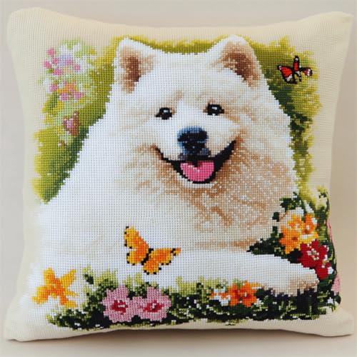Knüpfen Set Anfänger Samojede Hund Tier Und Blumen Diy-Knüpfhäkel-Set Für Teppiche Und Kissen Auf Leinwand Für Anfänger 17x17In Knüpfen Set Anfänger Samojede Hund Tier Und Blumen Diy-Knüpfhäkel-Set Für Teppiche Und Kissen Auf Leinwand Für Anfänger 17x17In von Kitquiver