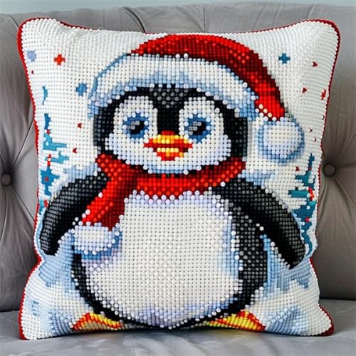 Knüpfen Set Erwachsene Vorgedruckt Weihnachten Knüpfset für Erwachsene (43X43cm) Bastelset Knüpfen Kissen Bastelset Knüpfen Handwerksset Kissen DIY Bastelset für Anfänger für die Sofa-Heimdekor von Kitquiver