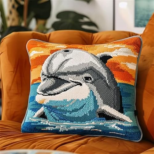 Knüpfkissen Set Delphin Knüpfen und Weben Set 43X43cm Knüpfen Handarbeit Set Kissen Bastelset Knüpfen Handwerksset Kissen DIY Bastelset für Anfänger für die Sofa-Heimdekoration Knüpfkissen Set Delphin Knüpfen und Weben Set 43X43cm Knüpfen Handarbeit Set Kissen Bastelset Knüpfen Handwerksset Kissen DIY Bastelset für Anfänger für die Sofa-Heimdekoration von Kitquiver