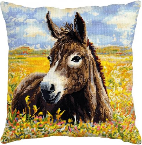 Knüpfkissen Zum Selber Knüpfen,Esel 43X43Cm Diy Kissenbezug Knüpfen Kissen Hülle Sofakissenbezug, Knüpfkissen Set Für Kinder Erwachsene von Kitquiver