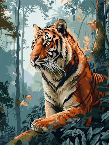 Teppich Knüpfen Set Zum Selber Machen Knüpft Kissen Tiger Knüpfset für Erwachsene 52X38cm DIY Knüpfsets mit Werkzeug Knüpfhaken-Teppich Teppichherstellungs Handarbeit für Heimdekoration von Kitquiver