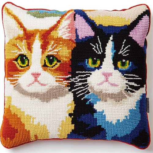 Tier Diy Knüpfkissen Set Zwei Katzen Diy-Knüpfhäkel-Set Für Teppiche Und Kissen Auf Leinwand Für Anfänger 17x17in Tier Diy Knüpfkissen Set Zwei Katzen Diy-Knüpfhäkel-Set Für Teppiche Und Kissen Auf Leinwand Für Anfänger 17x17in von Kitquiver