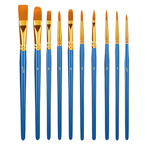 KitsKap 10-teiliges Malpinsel-Set, Nylonhaarbürsten für Acrylmalerei, Aquarellfarben, Öl-Detail-Pinsel (blau) … B09ZCJ2VJ8 von KitsKap