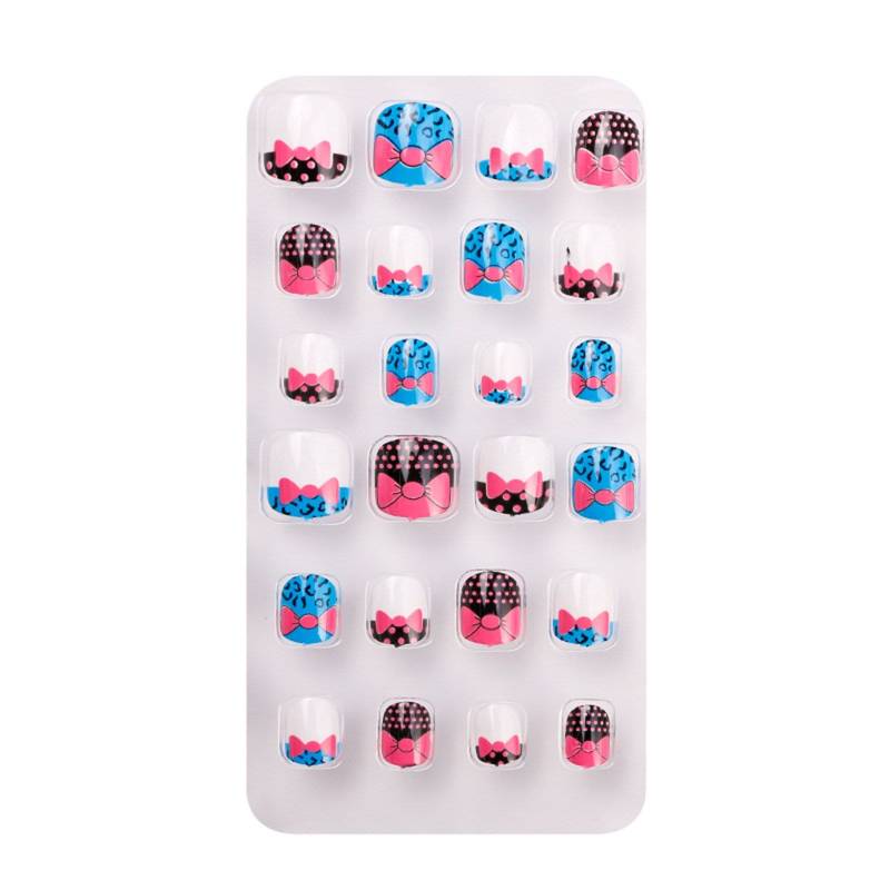 24Pcs Cartoon Bogen Drücken Auf Kinder Nägel, Falsche Nagel Tipps, Gefälschte Nagelkunst, Kleine Mädchen Maniküre von KitschyNails