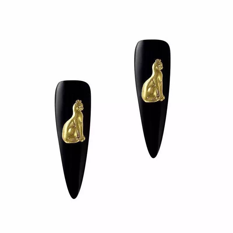 2Er Pack - Gold Katze, 3D Nagel Charm, Nail Art Dekorationen, Legierung Charms Schmuck Für Nägel von KitschyNails