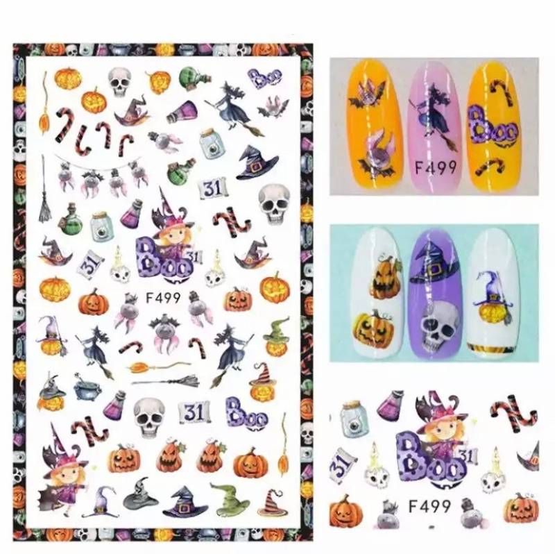 Halloween, Kürbis, Boo, Totenkopf Und Hexenhut - Nail Art Set Sticker von KitschyNails